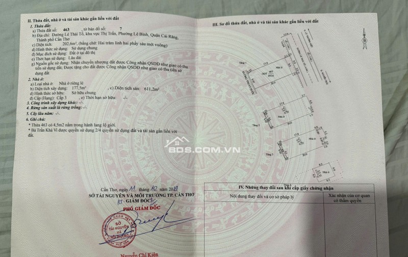 BÁN NHÀ 1 TRỆT 3 LẦU ĐƯỜNG LÊ THÁI TỔ, LÊ BÌNH, CÁI RĂNG, CẦN THƠ - 24 TỶ